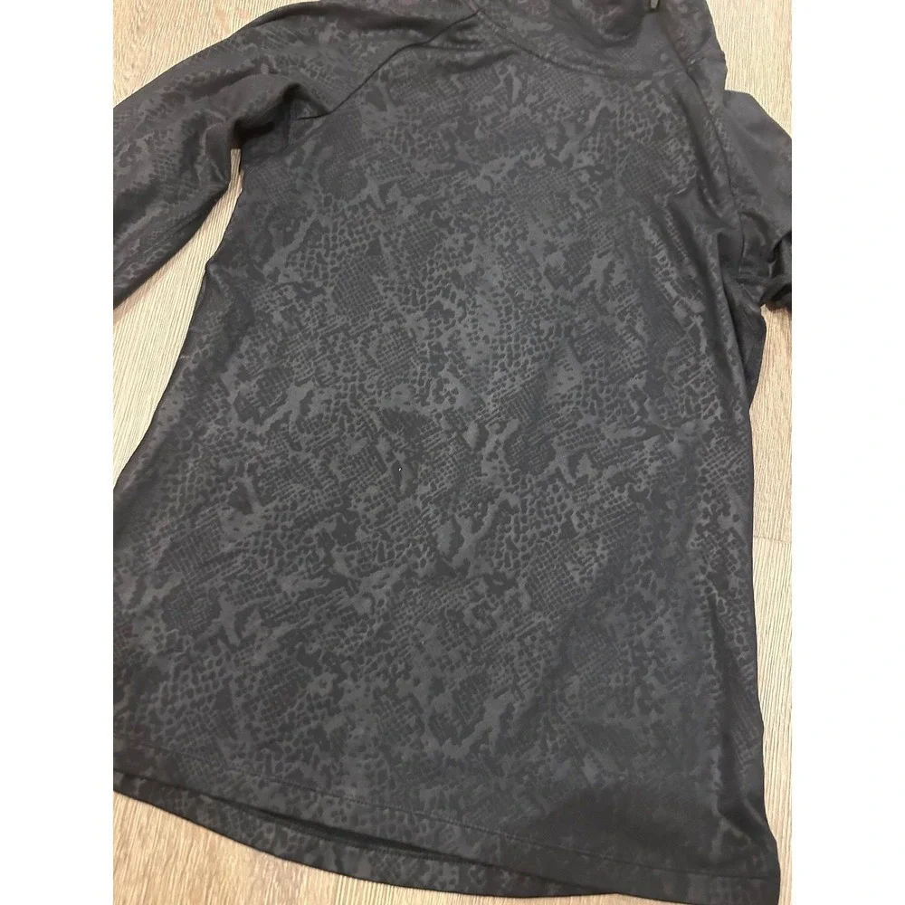 Nike Pro Dri-FIT Womens Black Snakeskin Print Side Zip Funnel Neck Top Medium‎